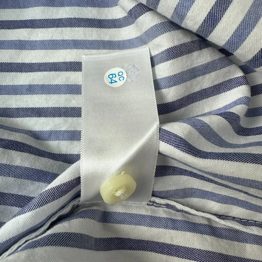 Everlane‎ Women's The Woven 100% Cotton Long Sleeve PJ Pajama Top, Blue Stripe
